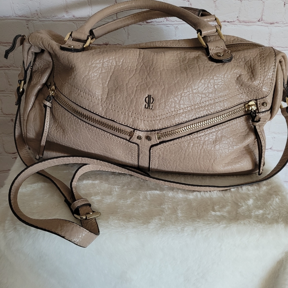 J Lo Beige Satchel Purse Cross Body Strap - Picture 7 of 11